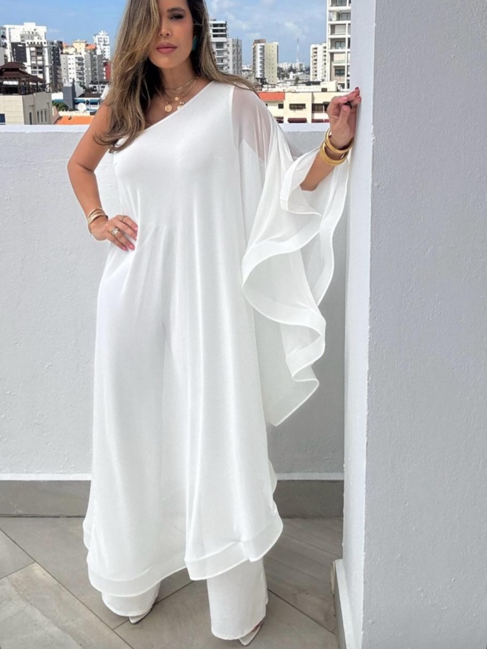 One-Shoulder Batwing Jumpsuit